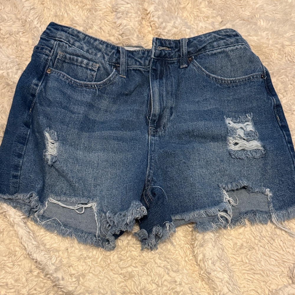 YMI Distressed Frayed Hem Blue Denim Shorts